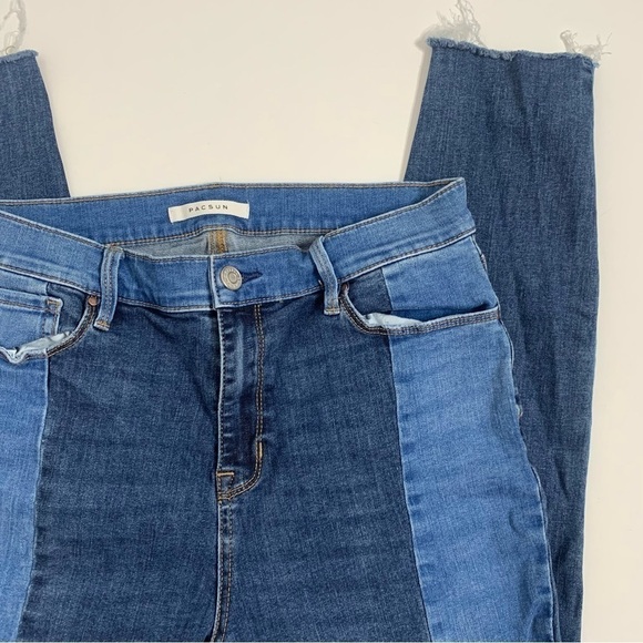 PacSun Two Toned High Rise Raw Hem Skinny Jeggings - Picture 9 of 15